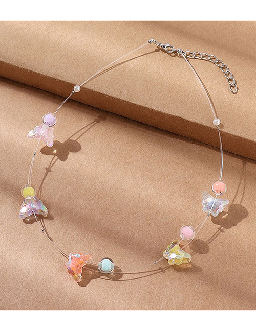 Fashion Color Resin Butterfly Necklace