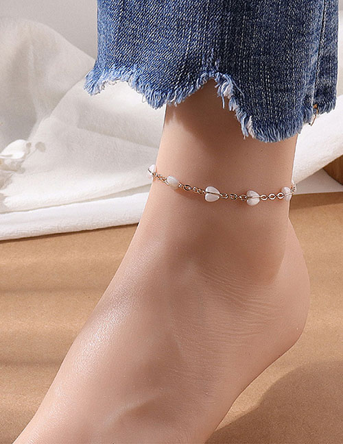 Fashion White Pearl Heart Anklet