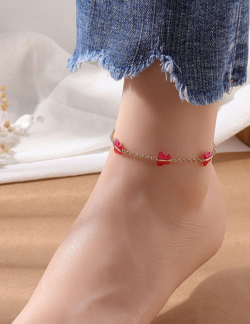 Fashion Pink Resin Butterfly Anklet