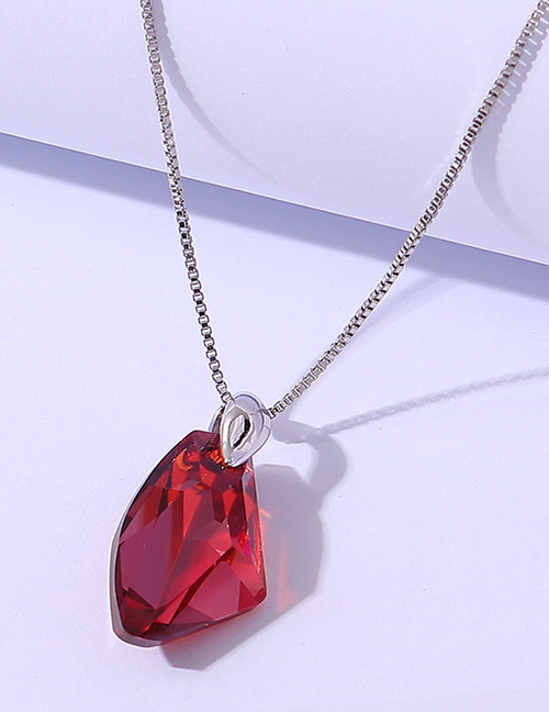 Fashion Red Geometric Shaped Crystal Necklace