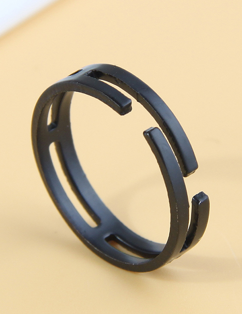 Fashion Black Alloy Geometric Ring