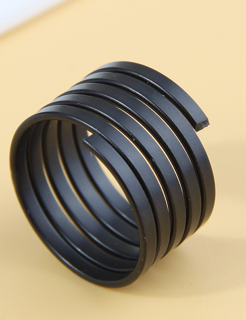 Fashion Black Alloy Geometric Multilayer Ring