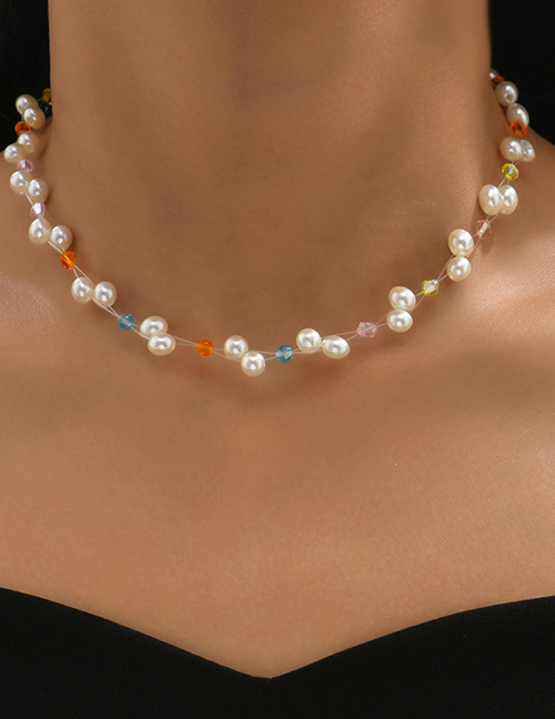 Fashion Color Pearl Beaded Fishing Line Necklace
