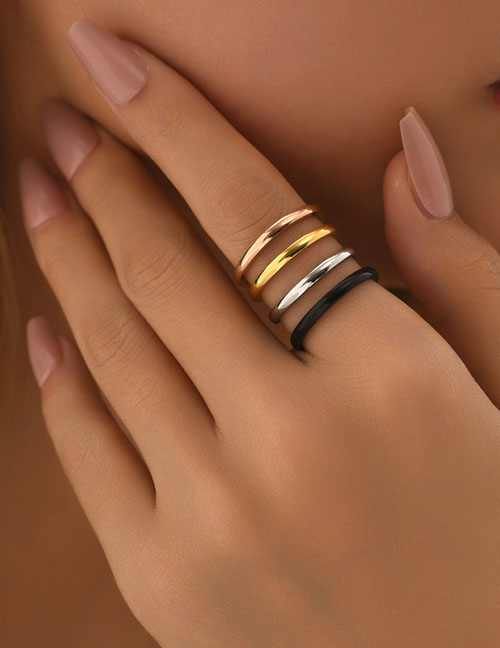 Fashion Color Titanium Geometric Ring Set