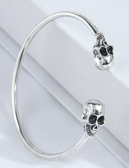 Fashion Silver Alloy Skull Cuff Bracelet