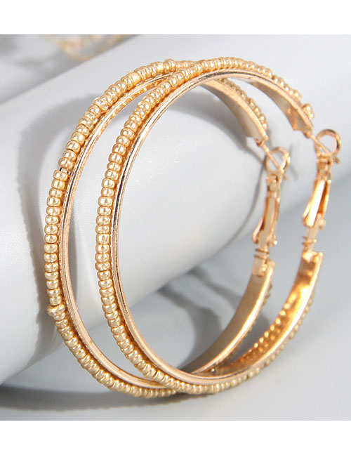 Fashion Champagne Beaded Round Earrings