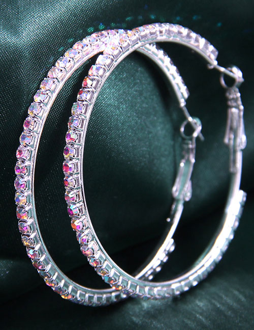 Fashion Ab Color Alloy Square Diamond Round Earrings