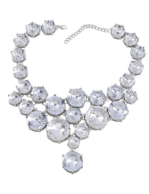 Fashion Necklace Alloy Diamond Round Necklace