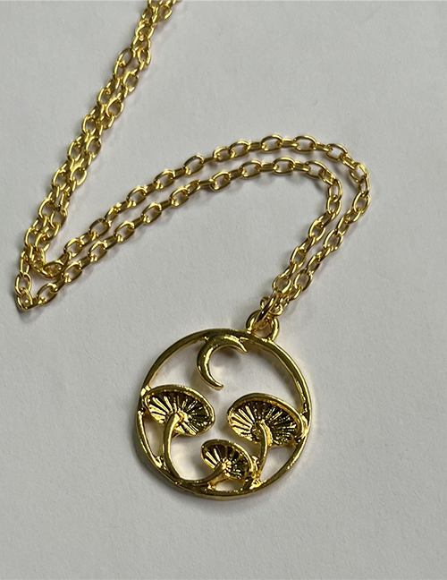 Fashion Gold Alloy Mushroom Moon Round Necklace