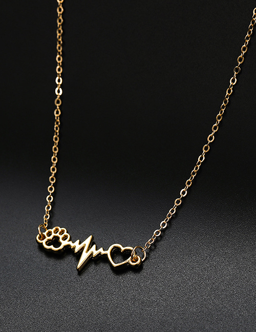 Fashion 1# Gold (2 Pieces) Alloy Geometric Heart Cat Claw Ecg Necklace
