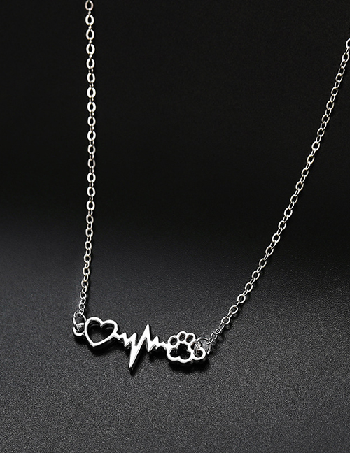 Fashion 1# Silver (2 Pieces) Alloy Geometric Heart Cat Claw Ecg Necklace
