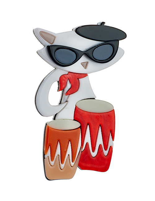 Fashion Wooden Drum Cartoon Animal Acrylic Wooden Drum Brooch