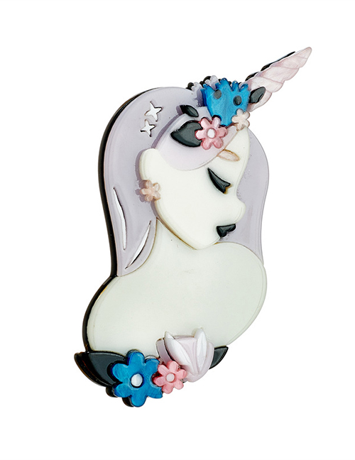 Fashion Unicorn Acrylic Unicorn Character Brooch