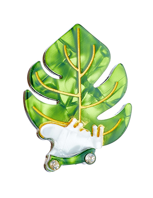 Fashion Leaves Cartoon Acrylic Leaf Frog Brooch