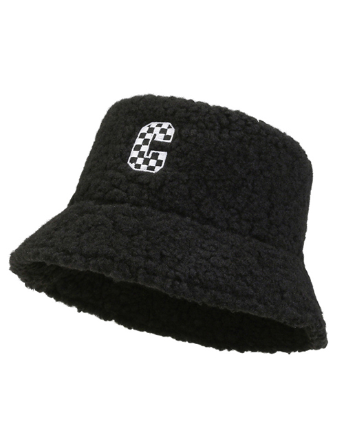 Fashion Black Lamb Wool Monogram Bucket Hat