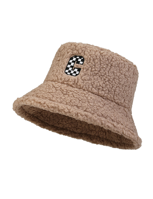 Fashion Khaki Lamb Wool Monogram Bucket Hat