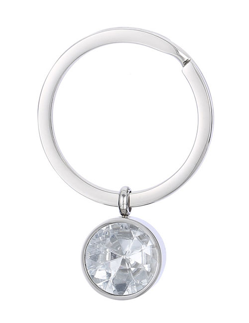 Fashion 3# Stainless Steel Round Diamond Keychain