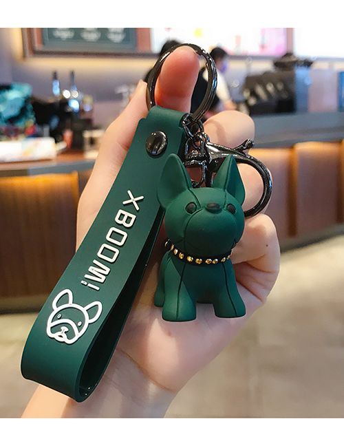 Fashion Bulldog Green Cartoon Resin Puppy Keychain