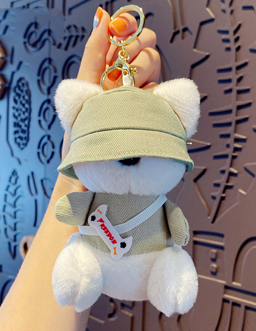 Fashion Jade Rabbit Fleece Hat Trendy Puppy-beige Cartoon Puppy Plush Doll Toy Keychain
