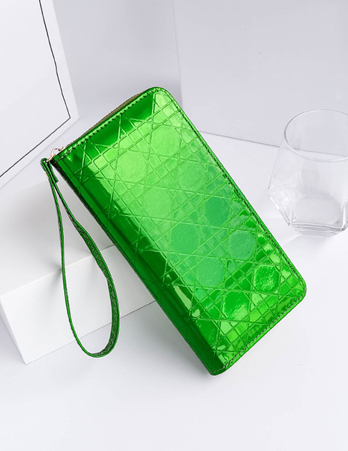Fashion Octagon Green Pu Embossed Laser Wallet