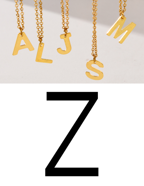 Fashion Z Titanium Steel 26 Alphabet Pendant Necklace