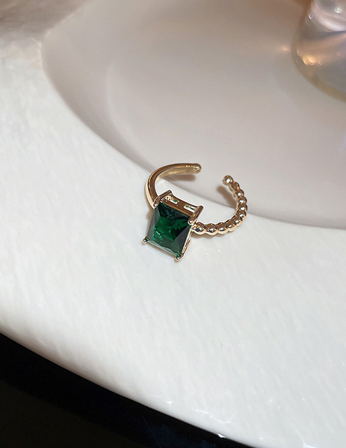 Fashion 6# Ring - Emerald Geometric Ring In Copper With Square Diamonds