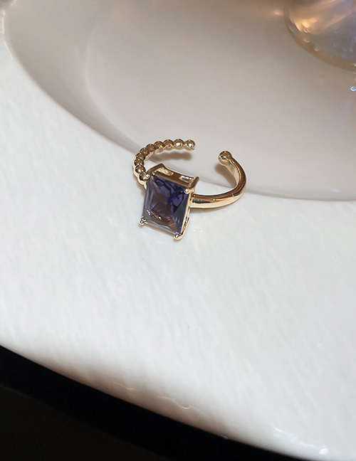 Fashion 7#ring-purple Geometric Ring In Copper With Square Diamonds