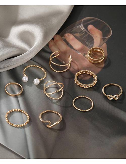 Fashion Gold Metal Geometric Ring Set