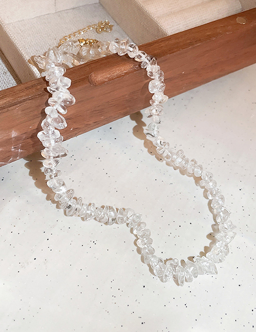 Fashion 6# Necklace - White Irregular Stone Beaded Necklace