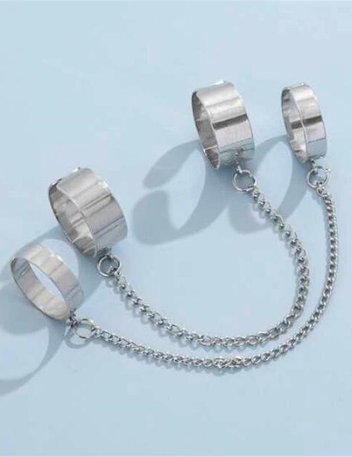 Fashion Silver Metal Chain Tassel Mitten Ring