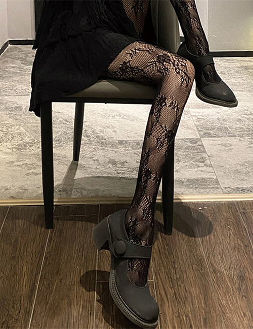 Fashion Black Flower Vine Lace Stockings