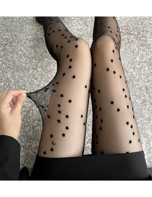 Fashion Black Velvet Pentagram Stockings