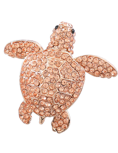 Fashion Rose Gold Alloy Diamond Turtle Brooch
