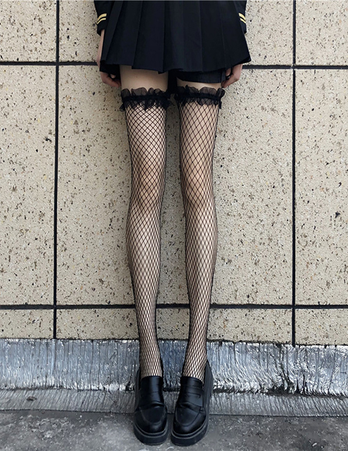 Fashion Black Mesh Lace Over The Knee Stockings