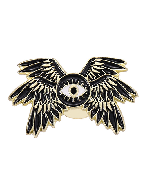 Fashion Black Alloy Geometric Drip Eye Wings Brooch