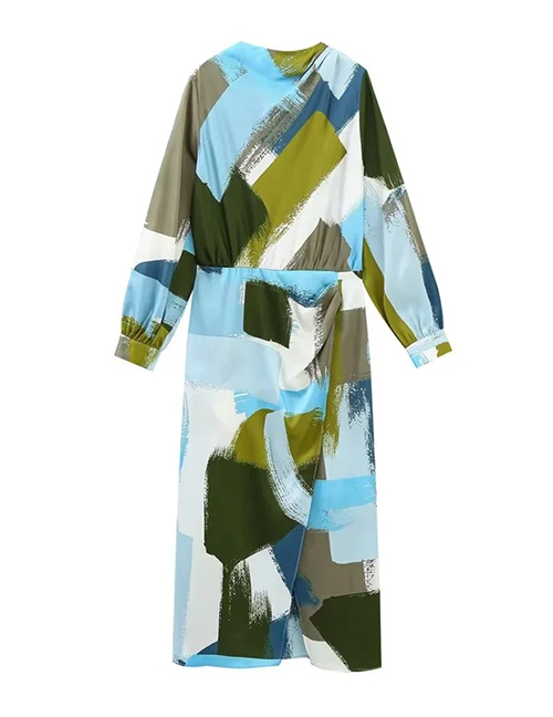 Fashion Printing Polyester Printed Slit Dress