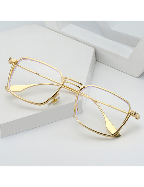 Fashion Golden Reading Glasses 400 Degrees Pc Alloy Square Large Frame Flat Mirror