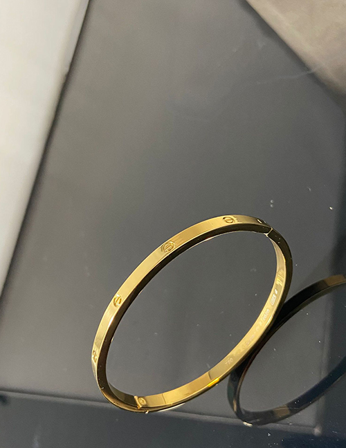 Fashion Gold Full Nail (4mm) Titanium Steel Screwdriver Printed Round Bracelet