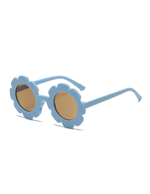 Fashion Blue Frame Tea (sand) Pc Sunflower Round Frame Sunglasses