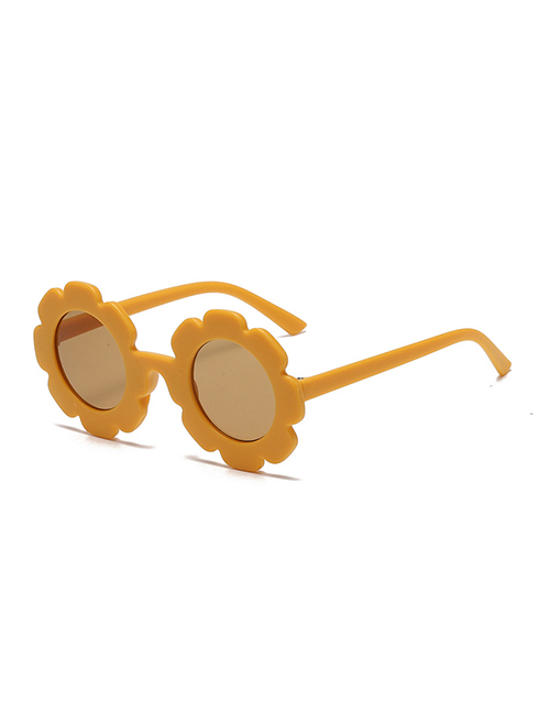 Fashion Natural Yellow Frame Tea Slices (sand) Pc Sunflower Round Frame Sunglasses