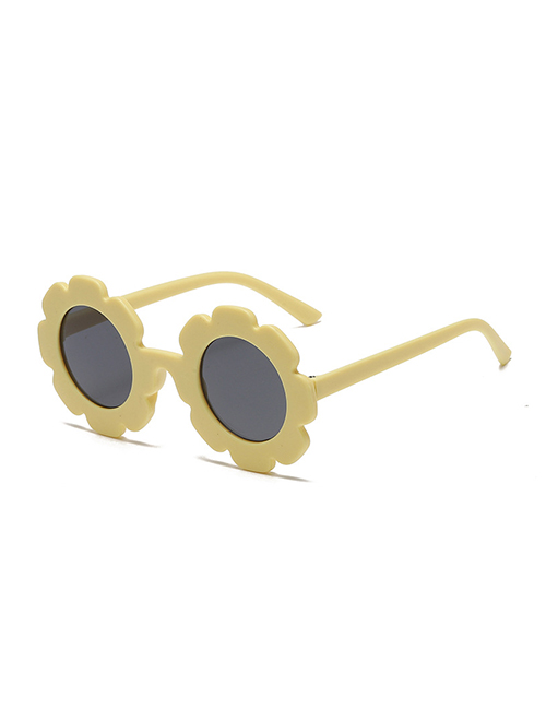 Fashion Yellow Frame Gray Sheet (sand) Pc Sunflower Round Frame Sunglasses