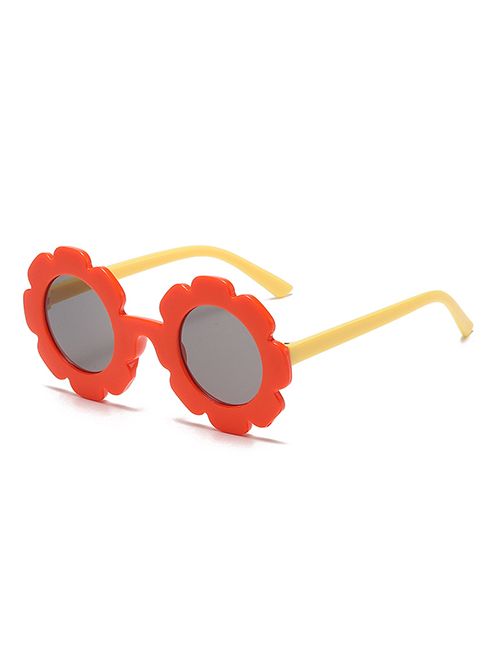 Fashion Orange Red Yellow Leg Gray Slice (bright) Pc Sunflower Round Frame Sunglasses