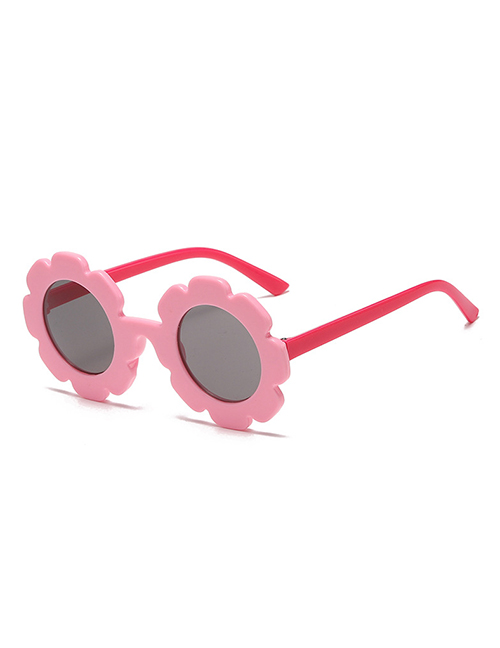 Fashion Pink Frame Red Leg Gray Film (bright) Pc Sunflower Round Frame Sunglasses
