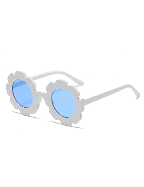 Fashion Porcelain White And Blue Film (bright) Pc Sunflower Round Frame Sunglasses