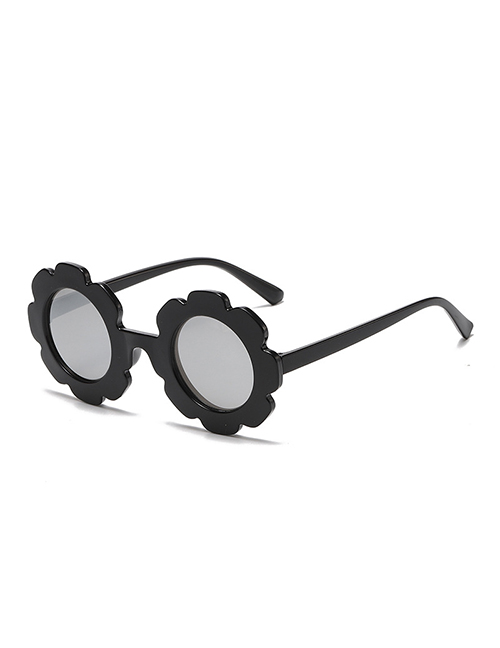 Fashion Black Frame White Mercury (bright) Pc Sunflower Round Frame Sunglasses
