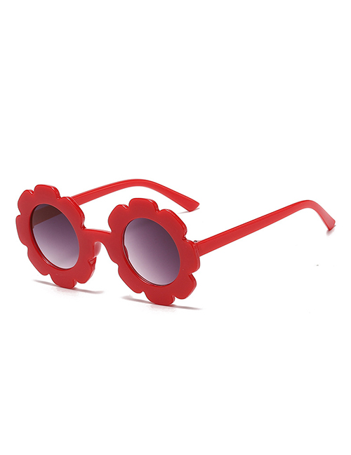 Fashion Big Red Double Gray Film (bright) Pc Sunflower Round Frame Sunglasses