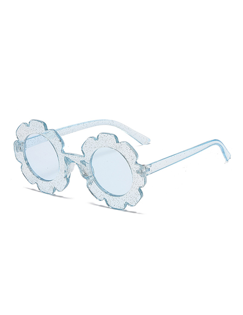 Fashion Transparent Blue Film (flash Powder) Pc Sunflower Round Frame Sunglasses