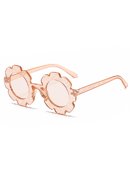Fashion Transparent Orange Slices (flash Powder) Pc Sunflower Round Frame Sunglasses
