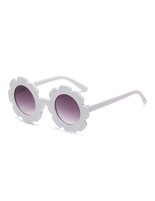 Fashion Porcelain White Double Gray Sheet (sand) Pc Sunflower Round Frame Sunglasses