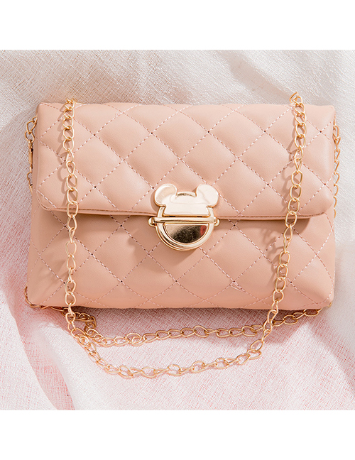 Fashion Pink Pu Rhombus Lock Flip Crossbody Bag